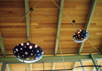 Custom pendant lighting fixture made of fused glass