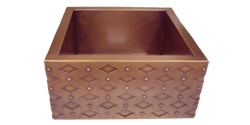copper bar or prep sink with a diamond rivet apron