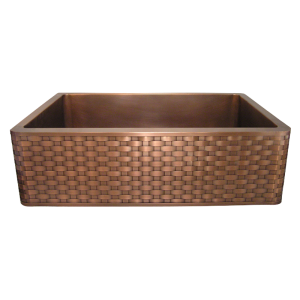 Copper Basket Weave Apron Front Single Basin