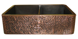 custom hammered copper double basin kitchen sink with hammered apron with custom ranch brand