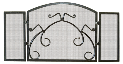 fire screen steel mesh and hand forged iron design