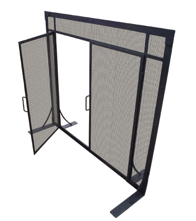 custom fireplace screen wrought iron scroll design