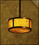 Pendant lighting fixture BPPF made of copper and amber mica