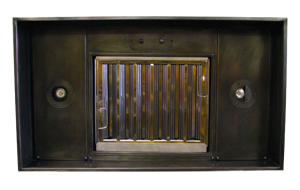 Standard Custom Range Hood Liner Insert Custom nickel silver range hood insert with single wall liner and stainless steel baffle filter.