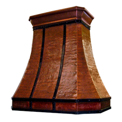 custom hammered copper range hood Texas Lightsmith Model #20, D