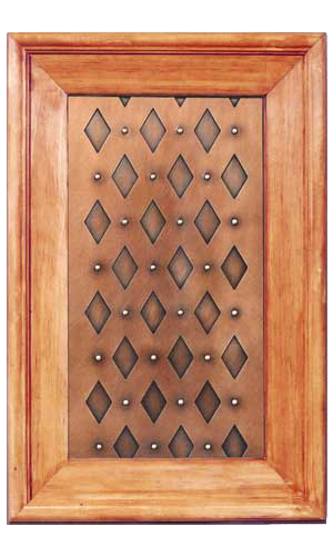 Copper cabinet panel, diamond rivet pattern