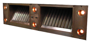 72in copper range hood insert with halogen lights and baffle filters