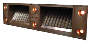 72in copper range hood insert with halogen lights and baffle filters