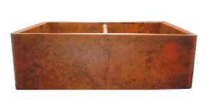 Orange Verdigris Double Basin Farmhouse Sink