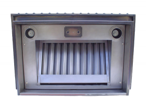 Nickel Silver range hood insert with halogen lights and baffle filter