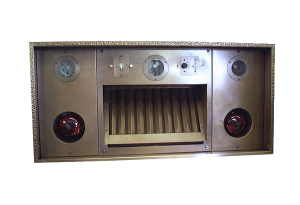 Copper range hood insert with warming lights