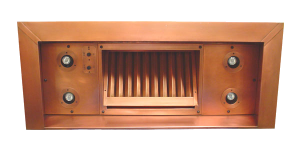 Copper range hood insert with halogen lights and baffle filter