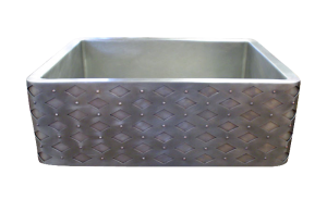 Nickel Silver Diamond Rivet Apron Front Single Basin Farmhouse Sink