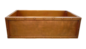 Medium Copper Riveted Border Smooth Apron Farmhouse Sink