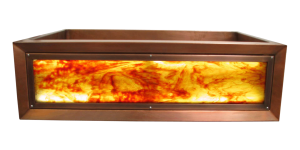 Illuminated art glass copper farmhouse sink apron