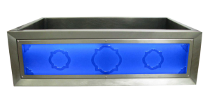 Illuminated art glass nickel silver farmhouse sink apron