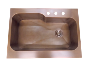 T35; Medium Copper; custom offset basin; offset drain