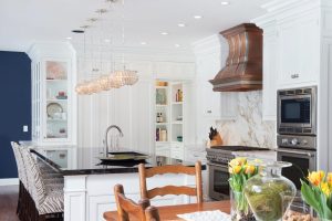 Range hood, Copper, Texas Lightsmith, white kitchen