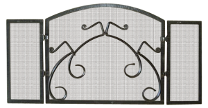 Description: Hand-forged wrought iron. Fireplace screen design can be custom or as shown.