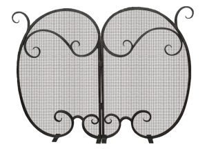 Custom fireplace screen wrought iron scroll design