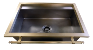 Constantine IV Sink in stainless steel with Flange and Brass Towel Bar