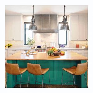 Nickel Silver Range Hood with pot hanger