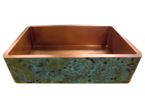 Copper Mottled Verdigris Apron Single Basin Farmhouse Sink