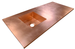 Custom Copper Counter top with integrated sink;