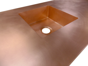 Custom Copper Counter top with integrated sink;