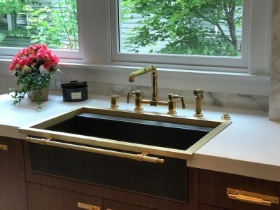 Constantine IV Sink in Nickel Silver with Flange and Brass Towel Bar