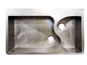 Double Basin Sink with 'Deco' S-Divider in Stainless Steel