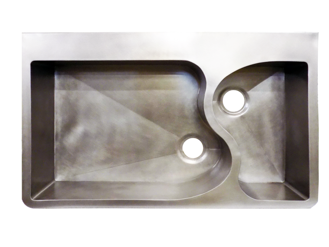 Double Basin Sink with 'Deco' S-Divider in Stainless Steel