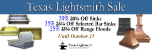 30% Off Sinks, 35% Off Bar Sinks, 20% Off Range Hoods