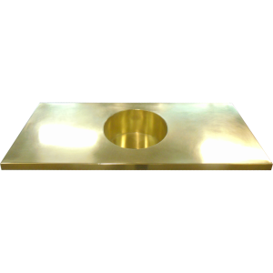 Custom Brass Countertop w/ Integrated Round Basin in Buffed Burnished Brass