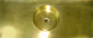 Custom Brass Countertop w/ Integrated Round Basin in Buffed Burnished Brass