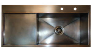 Dark Bronze Custom Sink with Integrated Drain Board