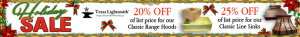 Holiday Sale! - 20% off Range Hoods / 25% off Sinks