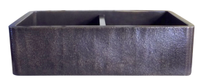 Dark Bronze Hammered Apron Double Basin Sink