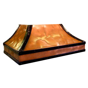 custom copper range hood Texas Lightsmith Model #13, L