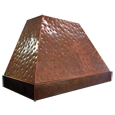 custom crescent distressed copper range hood Texas Lightsmith Model #7, B