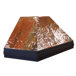 custom soft distressed copper range hood Texas Lightsmith Model #7, C